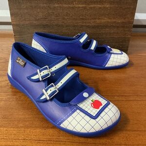 Hot Chocolate Women Chocalaticas Old School Blue Mary Jane Flats Size 39EU 9US